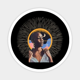 Black Woman half-moon fireworks Magnet